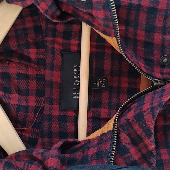 Plaid Red Zipper Hood Jacket - Picture 2 of 4